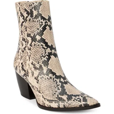 Matisse Caty Western Pointed Toe Bootie In Neutral Snake/ Black