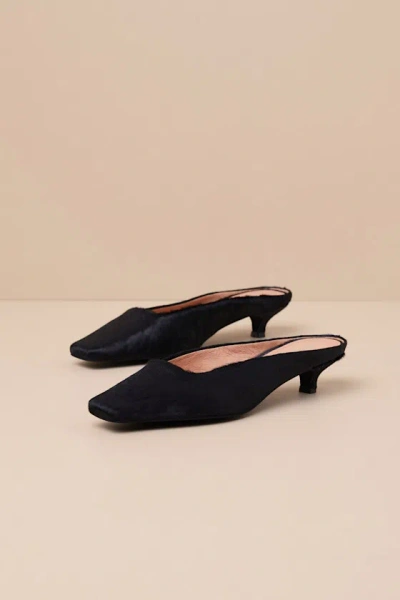 Matisse Classy Black Calf Hair Kitten Heel Mules