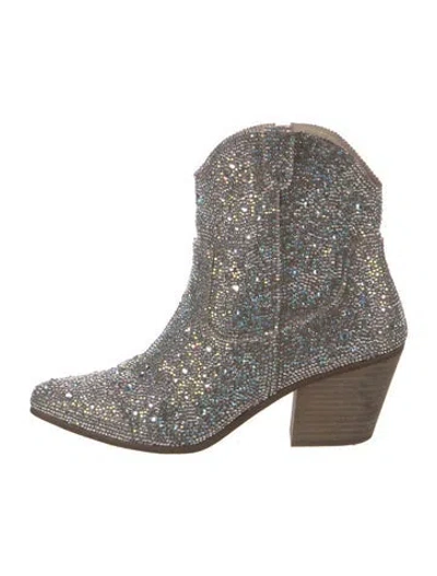 Pre-owned Matisse Crystal Patterned Western Boots In Neutral