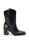Matisse Dane Black Leather Square Toe Ankle Boots In Black