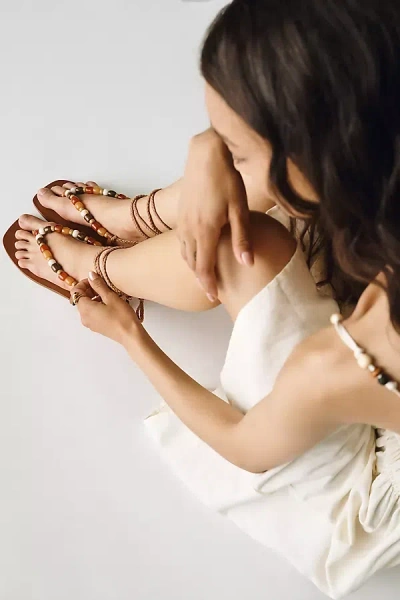 Matisse Elvie Beaded Ankle-wrap Sandals In Gold