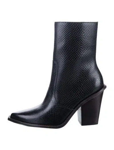 Pre-owned Matisse Embossed Leather Animal Print Boots In Black