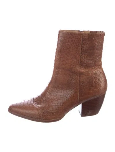 Pre-owned Matisse Embossed Leather Boots In Brown