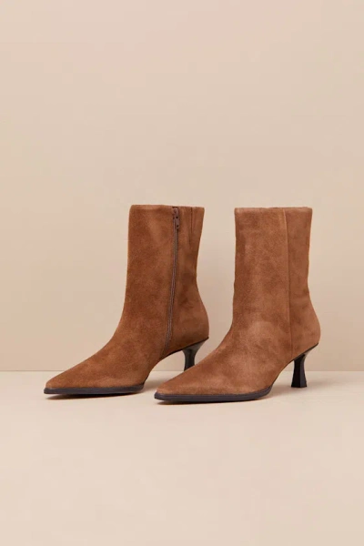 MATISSE GABBIE BOURBON SUEDE LEATHER KITTEN HEEL ANKLE BOOTS