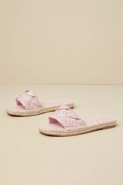 Matisse Ivy Blush Raffia Slide Sandals In Pink