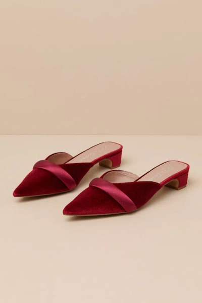 MATISSE KELLAN RED VELVET POINTED-TOE KITTEN HEEL PUMPS