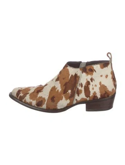 Pre-owned Matisse Leather Animal Print Boots In Brown