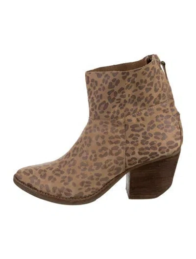 Pre-owned Matisse Leather Animal Print Boots In Neutrals