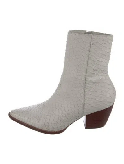 Pre-owned Matisse Leather Animal Print Boots In White