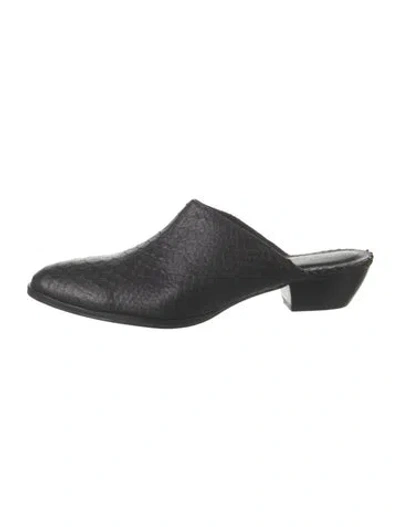 Pre-owned Matisse Leather Animal Print Mules In Black