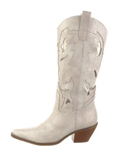 Pre-owned Matisse Leather Patterned Western Boots In Neutral
