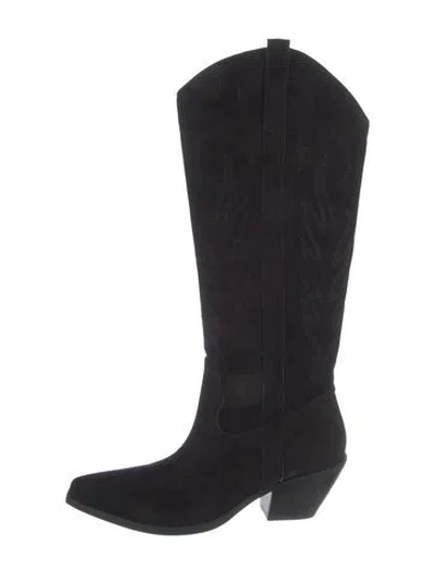 Pre-owned Matisse Leather Western Boots In Black