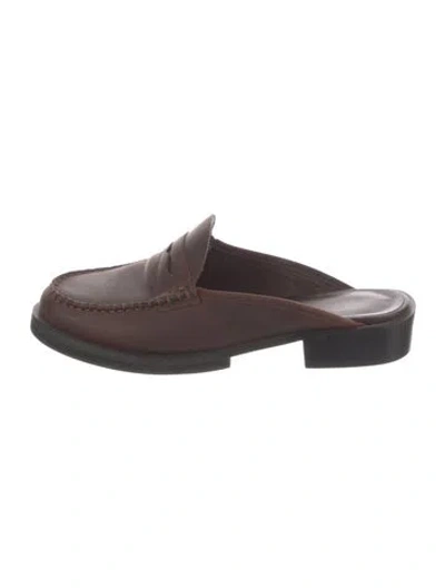 Pre-owned Matisse Leather Whipstitch Trim Mules In Brown