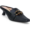 Matisse Lee Kitten Heel Mule In Black Croc