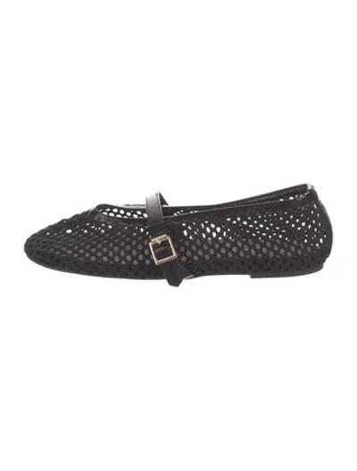 Pre-owned Matisse Mesh Lace Pattern Mary Jane Flats In Black