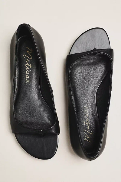 Matisse Neptune Open-toe Bow Flats In Black