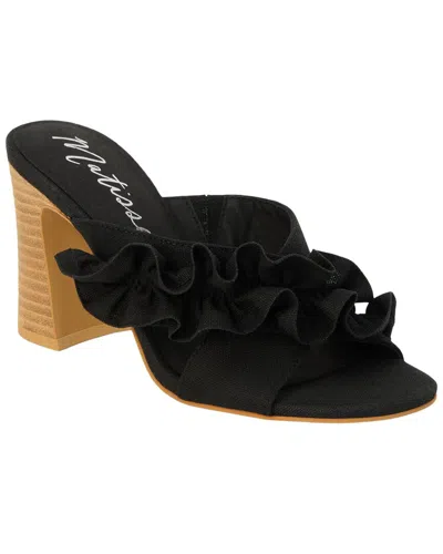 Matisse Ruffle Strap Block Heel Mule Sandal In Black