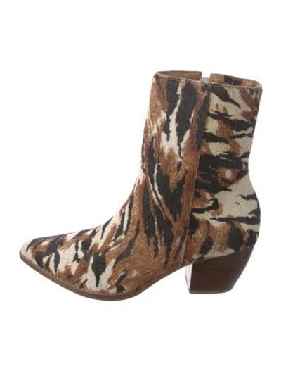 Pre-owned Matisse Ponyhair Animal Print Boots In Brown