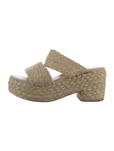 Pre-owned Matisse Raffia Cutout Accent Espadrilles In Neutral