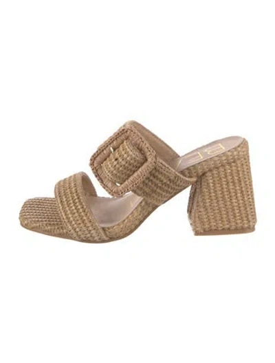 Pre-owned Matisse Raffia Slides In Neutral