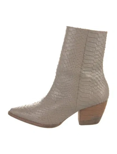 Pre-owned Matisse Snakeskin Animal Print Western Boots In Neutrals