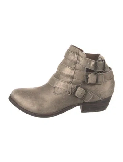 Pre-owned Matisse Suede Moto Boots In Grey/neutrals