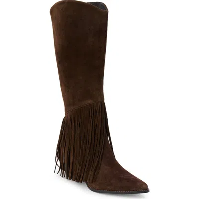 Matisse Tatum Fringe Pointed Toe Knee High Boot In Brown