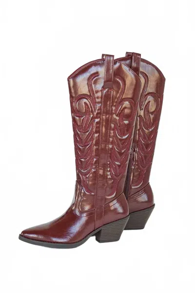 Matisse Women's Dixie Patent Cowboy Boots In Burgundy In White