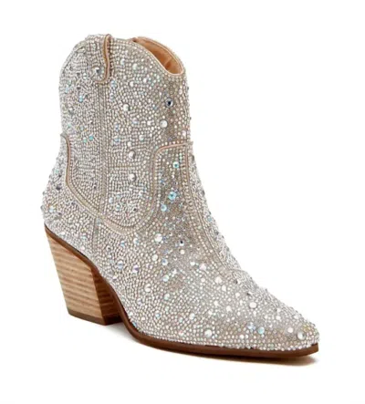 MATISSE WOMEN'S HARLOW RHINESTONE WESTERN ANKLE BOOT IN SILVER