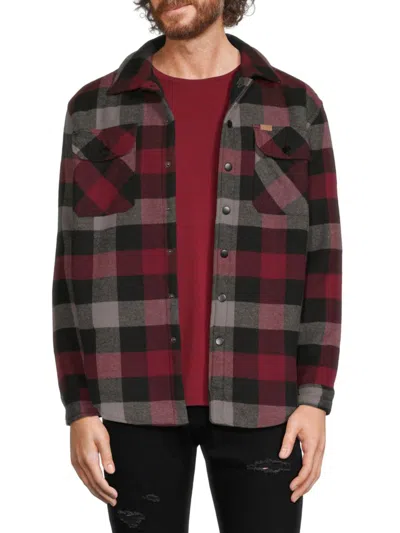 Matix Men's Faux Shearling Lined Flannel Shirt Jacket In Cabernet