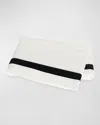 Matouk Ambrose 600 Thread Count Egyptian Cotton Sateen Flat Sheet In Bone/black