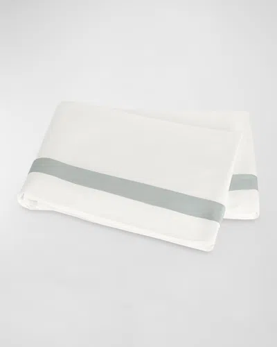 Matouk Ambrose Full/queen Flat Sheet In Bone/celadon