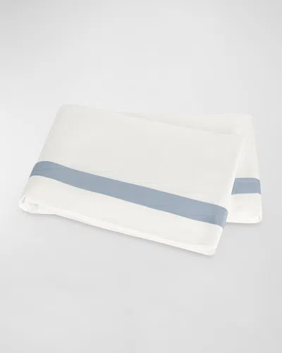 Matouk Ambrose King Flat Sheet In Bone/hazy Blue