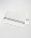 Matouk Ambrose 600 Thread Count Egyptian Cotton Sateen Flat Sheet In Bone/pool