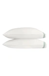 Matouk Felix Set Of 2 600 Thread Count Cotton Percale Pillowcases In Bone/celadon