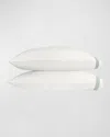 Matouk Felix Set Of 2 600 Thread Count Cotton Percale Pillowcases In Bone/celadon