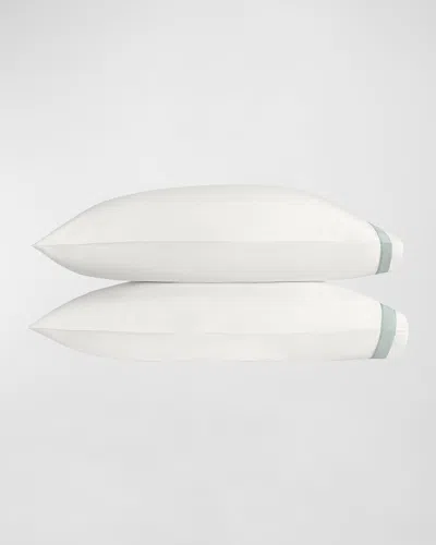 Matouk Ambrose Standard Pillowcases, Set Of 2 In Bone/celadon