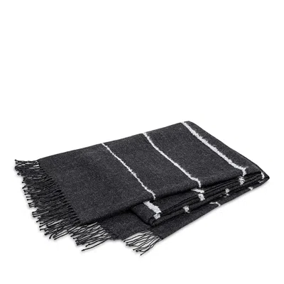 Matouk Amelia Boucle Stripe Alpaca Throw In Charcoal