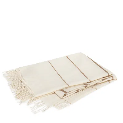 Matouk Amelia Boucle Stripe Alpaca Throw In Neutral