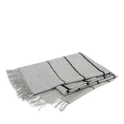 Matouk Amelia Boucle Stripe Alpaca Throw In Pearl