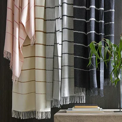Matouk Amelia Boucle Stripe Alpaca Throw In Multi