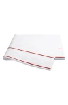 Matouk Ansonia 500 Thread Count Flat Sheet In White/chinese Red