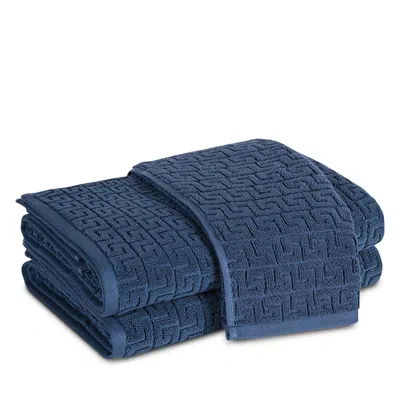 Matouk Athena Cotton Sculpted Greek Key Body Sheet In Blue