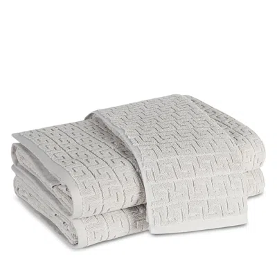Matouk Athena Cotton Sculpted Greek Key Hand Towel In Gray