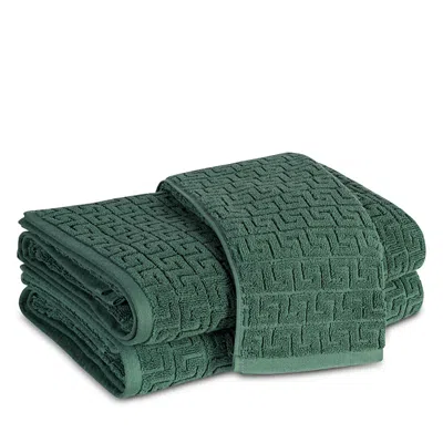 Matouk Athena Cotton Sculpted Greek Key Washcloth In Green