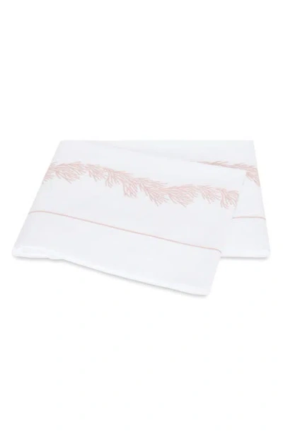 Matouk Atoll 520 Thread Count Cotton Percale Flat Sheet In Pink