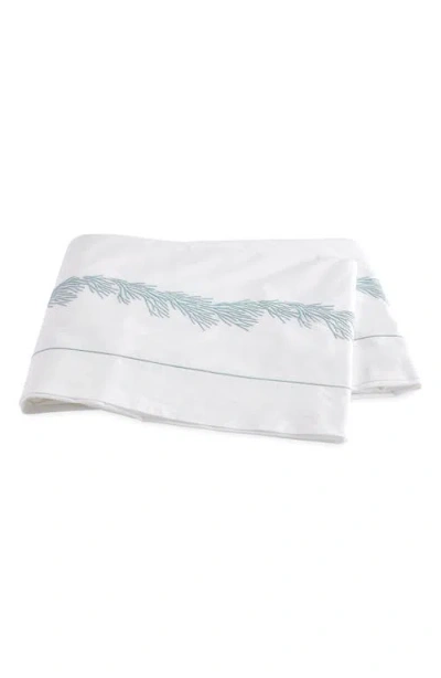Matouk Atoll 520 Thread Count Cotton Percale Flat Sheet In Blue