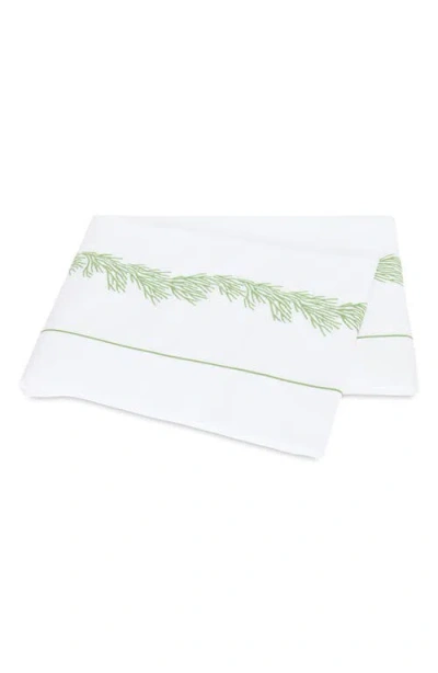 Matouk Atoll 520 Thread Count Cotton Percale Flat Sheet In Green