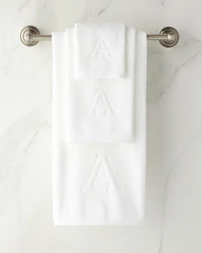 Matouk Auberge Monogrammed Face Cloth In White
