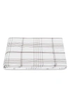 Matouk August Plaid 500 Thread Count Fitted Sheet In White